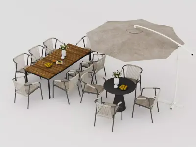 Modern outdoor dining furniture set Low-poly 3D model
