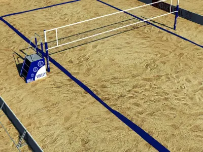 Beach volleyball court low poly Low-poly 3D model
