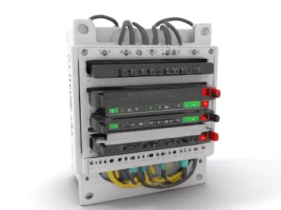 Energy Distribution Panel Model Pack with LED Indicators Low-poly 3D model
