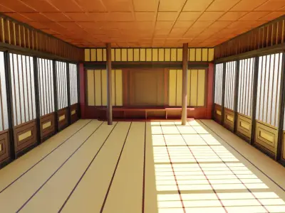 Dojo Hall Low-poly 3D model