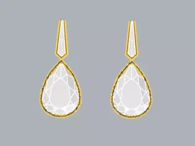 Earrings two tear drop Free 3D model
