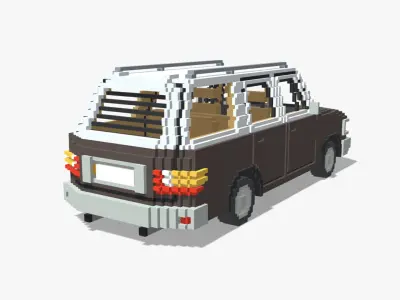 Voxel Wagon Car Low-poly 3D model