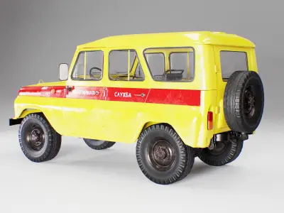 UAZ 3151 Emergency Service version Low-poly 3D model