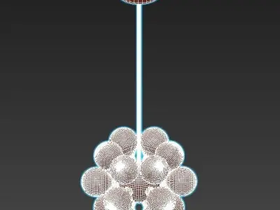 grape-milk chandelier with glass balls and gold metal 3D model