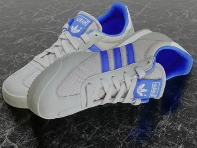 ADIDAS 3D SHOES - WHIE - BLUE - DRAGON Low-poly 3D model