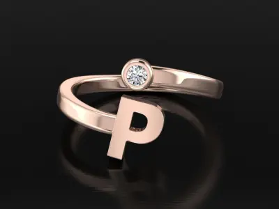 Jewelry Alphabet Ring P 3D print model