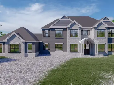 Residential Old Colonial House Exterior 3D model
