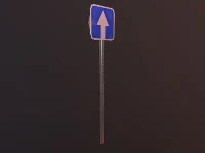 Road sign showing forward way Low-poly 3D model