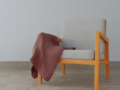 Scandinavian living room with wolf decoration 3D model