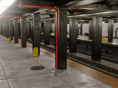 Detailed Subway Station Environment for Games and Simulations  3D model