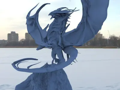 Dragon on mountain 3D model