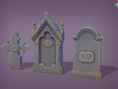 Graveyard Package Low-poly 3D model