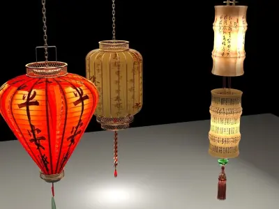 Chinese red lantern 3D model 43