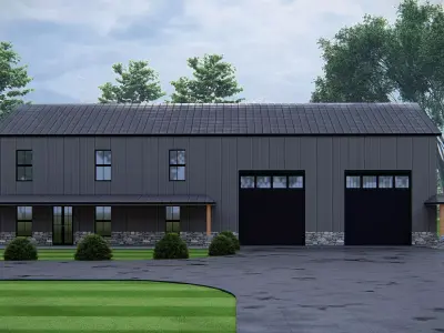 Modern Barndominium House Two Story Metal Building Home  3D model