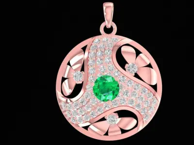 Luxury Round Gemstone Pendant Jewelry  1223 3D print model