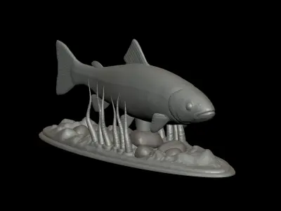 Rainbow Trout underwater statue detailed texture for 3D 3D print model