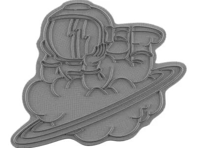 Astronaut Cloud Planet Neon Sign 3D model