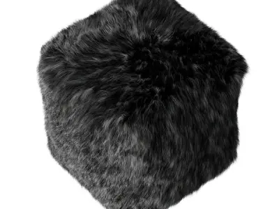 Pouf Black Fur 3D model