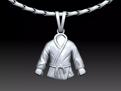 karate dress Kimono pendant Sculpture jewelry gold 3D print model