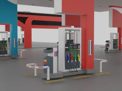 Gas Station Low-poly 3D model order