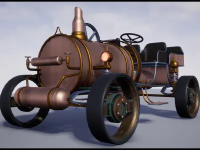 SteamPunk Victorian Vehicles Set of 5 Low-poly 3D model