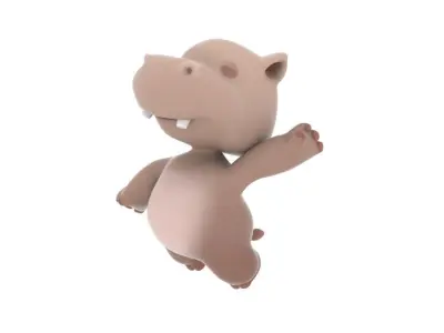 Hippo cartoon Low-poly 3D model