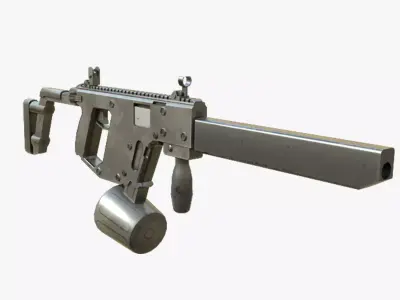 SMG 3-gun model 3d game ready model Low-poly 3D model Low-poly 3D model