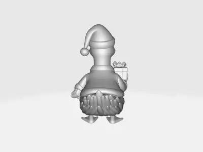 Santa Goose Holding Gift Christmas Goose Figurine Whimsical Xmas 3D print model
