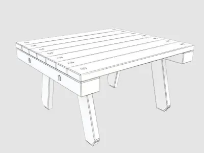 Sunbed-2 wooden table with two legs 3D model