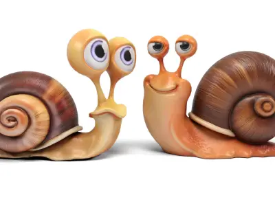 Funny snails Low-poly 3D model