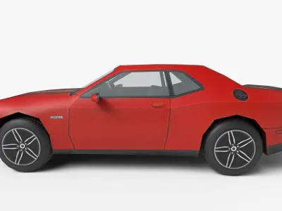 Low Poly Classic Muscle Car 3D Model Blender Low-poly 3D model