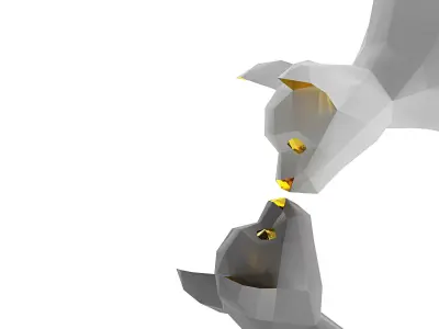 OXYGAMI Low poly cats sculpture 3D model