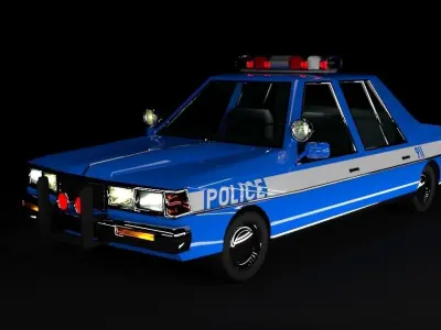 Police car in cartoon style Low-poly 3D model