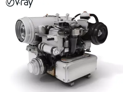 Industrial Engine D Model Pack Low-poly 3D model