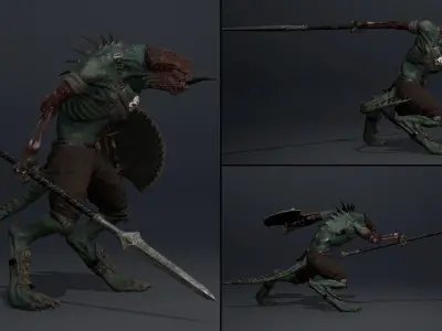 Ghost Spearman Damaged Low-poly 3D model
