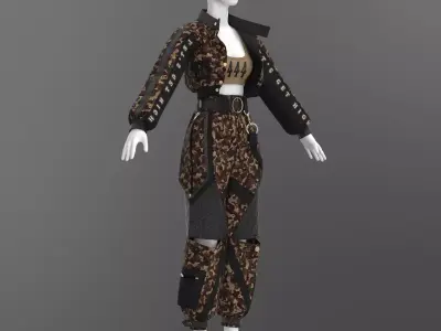 Female amry outfit obj fbx zprj 4k texture 3D model