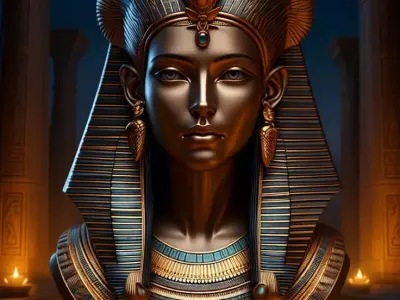 Egyptian Goddess Bust Golden Pharaoh Turquoise Inlays 3D Low-poly 3D model