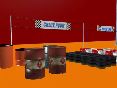 Racing Game Elements And Street Light Low Poly 3D Kit 2025 Low-poly 3D model