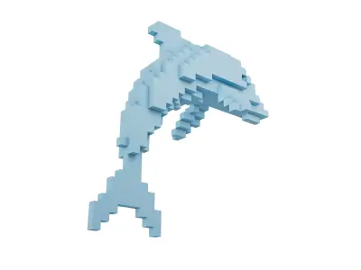 Voxel Dolphin v1 002 Low-poly 3D model