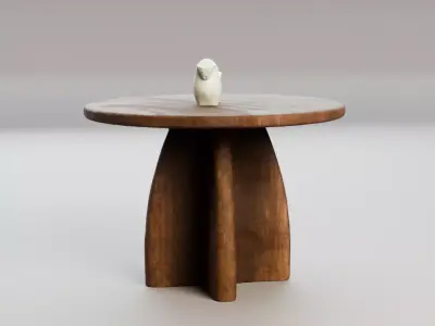 Sculptural Wooden Table 3D model