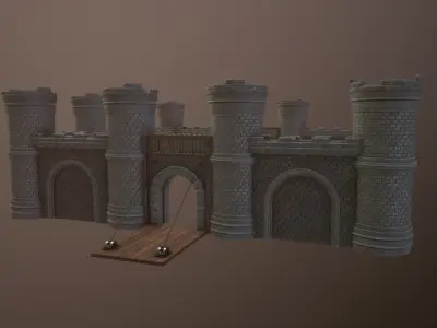 Castle Walls Low-poly 3D model