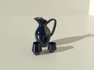 Vase and cups 3D model