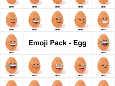 Emoji Pack - Eggs - 22 Models Low-poly 3D model