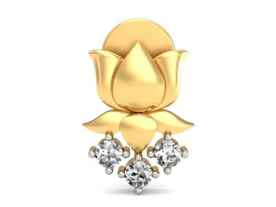 Solitaire Women Flower Drop Earring 3D print model