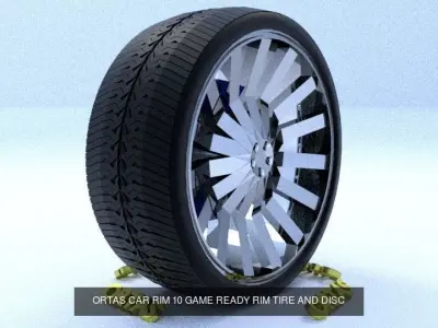 ORTAS CAR RIM 9 AND 10 GAME READY RIM TIRE AND DISC 3D Model Pack