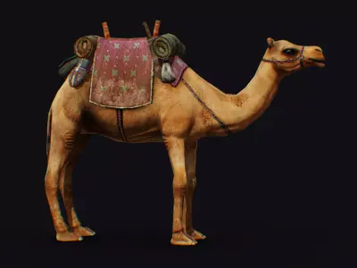 Camel Harnessed Desert Animal Lowpoly 3d Model Mammal Low-poly 3D model