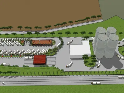 Layout for Cement plant entrance 3D model