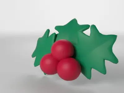 Low poly - Cute Holly Berry Free low-poly 3D model