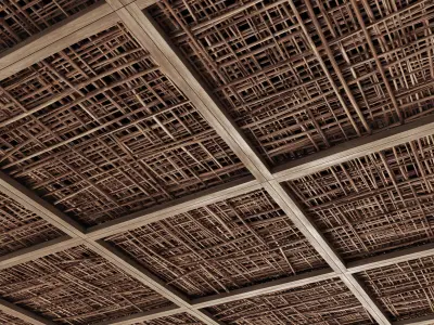 Ceiling wood cage thin branch n4 3D model
