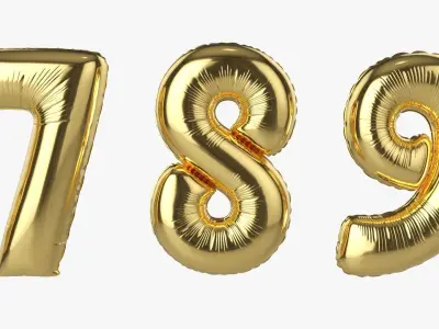 Foil air balloon numbers 02 3D model